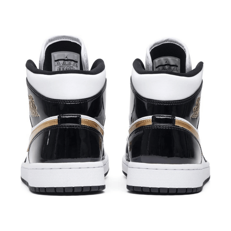 Air Jordan 1 Mid Patent Black White Gold - Primeira Divisão
